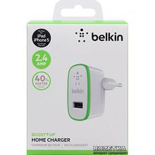 Belkin Home Wall Charger 2 Port Dual USB Power Adapter with 1.2m / 4FT Cable - White
