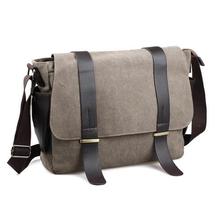 AUGUR Men Bag Shoulder Leather And Canvas Business Messenger Bag