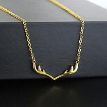 Gold Elk Horns Charm Pendant Necklace