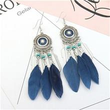 Fashion ZA Feather Drop Earring For Women Wedding Jewelry Boho Elegant Long Gold Dangle Statement Tassel Earrings Summer Jewelry