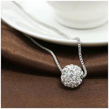 Silver Toned Crystal Rhinestone Pave Disco Ball Pendant Choker Necklace For Women