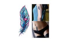Colorful Feather Heart Waterproof Temporary Tattoo Sticker