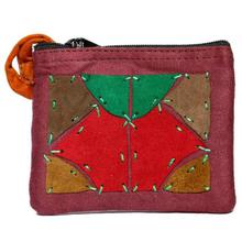 Maroon Thread Stitched Coin Purse For Women