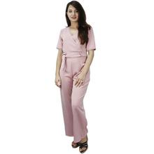 Rosewood Pink Solid Jumpsuit For Women