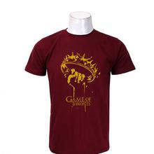 Wosa - Maroon Round Neck Game of Thrones Print Half Sleeve Tshirt for Men