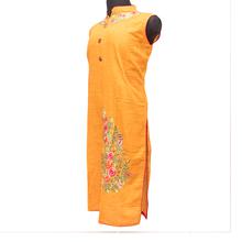 Womens Flower Printed Kurti - Yellow