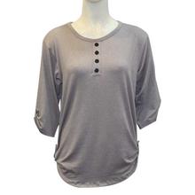 Ash Grey Front Button Design Top For Women