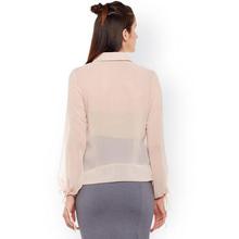 WISSTLER Women Peach-Coloured Solid Blouson Top