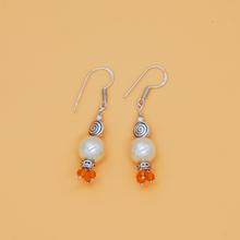 Pearl/Crystal With German Silver Drop Earring