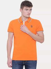 Being Human Orange Solid Polo T-Shirt For Men - BHP8072