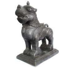 Black Wooden Carved Lion Statue