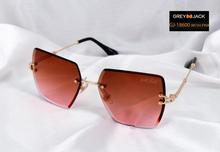 GREY JACK 400 Uv Dark Shaded Black Lens With Gold Metal Sq.Rimless Frame .Sunglasses For Women & Men