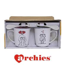 Lovely Couples in Love Ceramic Mug with Stirring Spoon and Lid Cover