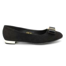 DMK Black Suede Bowed Pump Flat Shoes For Women - 37235