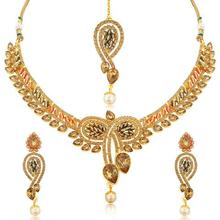 Sukkhi Cluster Lct Stone Gold Plated Necklace Set For Women