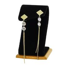 Ampersand Golden Metal Stoned Chain Drop Earrings For Women - FY-060725