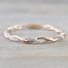 Rose Gold Color Twist Classical Cubic Zirconia Wedding Engagement Ring