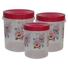 Bagmati Set Of 3 Pink Floral Small Plastic Containers