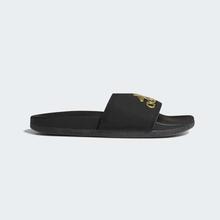 Adidas Black/Gold Adilette Cloudfoam Plus Logo Swim Slides For Men - B41742