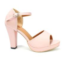 Pink Ankle Strap Heel Shoes For Women - 148-B