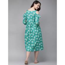 Women Turquoise Blue Printed A-Line Fusion Kurta