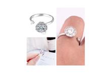 Silver Cubic Zirconia Adjustable Rotating Diamond Ring