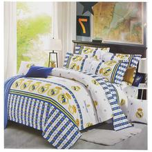 Blue/White 'Real Madrid' King Bed Sheet With 2 Pillow Covers