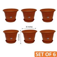 Bagmati 8" Plastic Flower Pot / Gamala With Plate (Set Of 6)