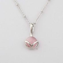 Ouxi Silver/White Stone Embellished Pendant With Chain For Women-K10306