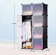 Portable Closet Wardrobe Bedroom Storage Organizer with Doors 5 Cube & 1 Hanging Sections (random)