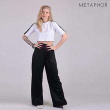 METAPHOR White Contrast Panel Plus Sized Crop Top For Women - MT89A