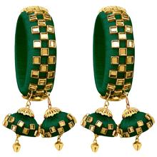 Aheli Green Indian Traditional Kada Bangle Bracelet with 2 Hangings Wedding Engagement Jewellery for Women Girls