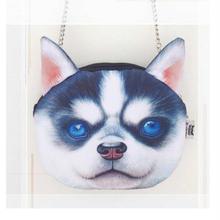 Girls Cute 3D Husky Dog Crossbody  Chain Purses Messenger Bags