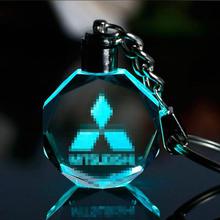 K9 Crystal Car Logo Key Chain Laser Engraved Colorful LED Light Key Ring Glass Keychain Decoration Accessories Pendant Gift