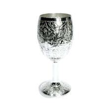 Pure Silver Floral Carved Wine Glass - SGL27404- 244.28g