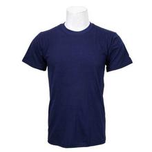 Navy Blue Round Neck Plain 100% Cotton T-Shirt For Men