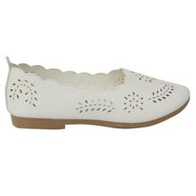 White Lazer Cut Close Shoes For Girls