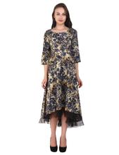 Pkshee Grey Printed Cotton Dress For Women