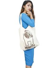 Beige/Brown Dog Printed Canvas Handbag