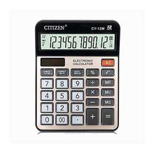 Generic CTTTZEN CY-12M desktop dual power (Solar & Battery) calculator computer crystal glass design button 12-bit display calculator