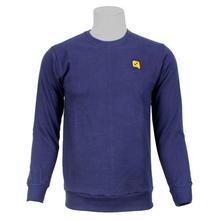 Navy Solid Cotton Fleece Sweatshirt For Men