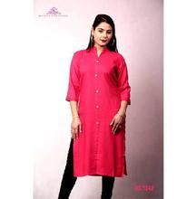 Bisesh Creation Slub Rayon Middle Cut Kurti fpr Women (Peach 1042)