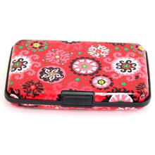 Red Floral Designed Card Holder For Women