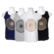 Pack Of Four Printed Tank Top For Men - Black/Grey/White/Navy