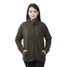 Grey Front Zippered Polar Fleece Jacket For Women-MJK1076