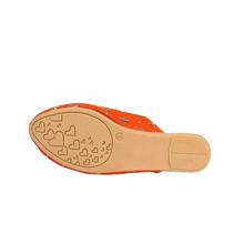 Zari Embroidered Slide Sandals For Women-Orange