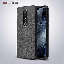 Nokia 6.1 Plus, X6 Auto Focus Soft Rubber Leather Finish Back Cover Case