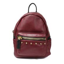 Maroon Metal Studded Backpack For Women