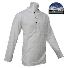 White Front Buttoned Kurta Shirt For Men