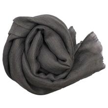 Dark Grey Striped Stole For Women- 90% Pashmina 10% Silk